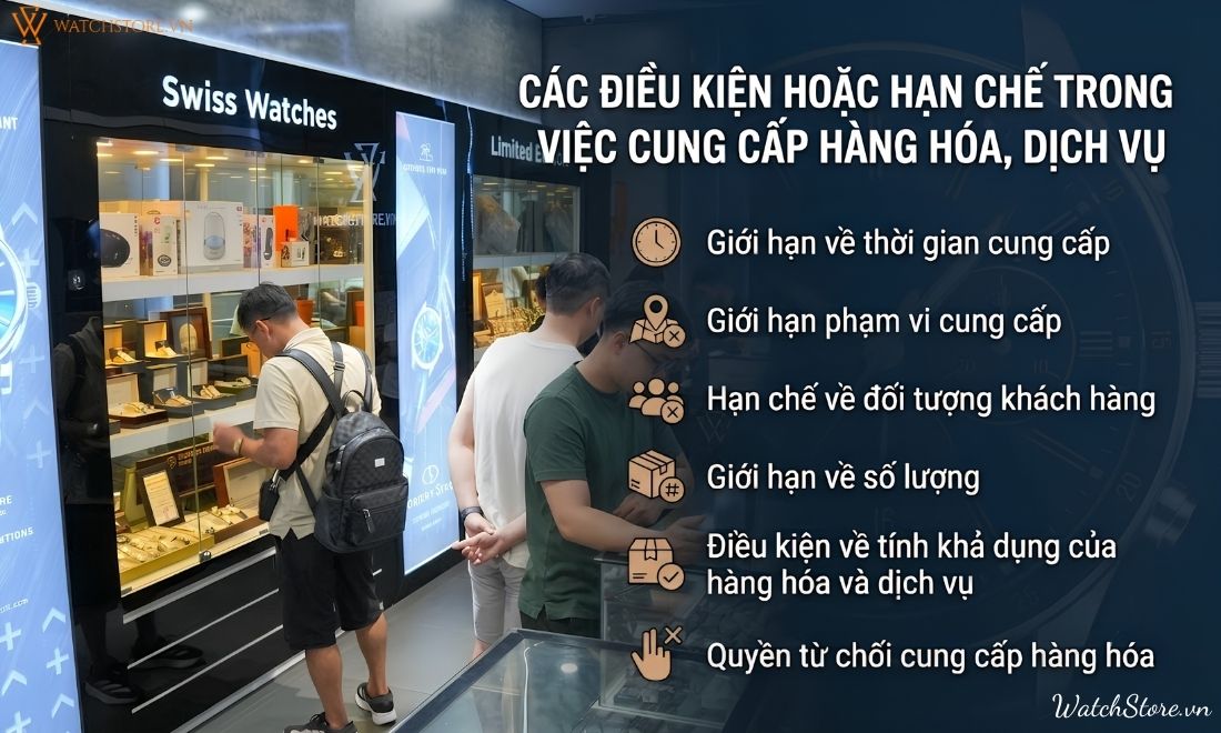 CÁC ĐIỀU KIỆN HOẶC HẠN CHẾ TRONG VIỆC CUNG CẤP HÀNG HÓA, DỊCH VỤ