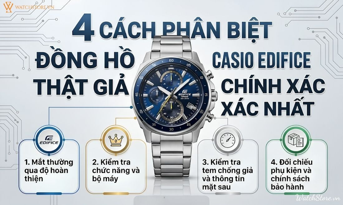 4 cách phân biệt đồng hồ Casio Edifice thật giả chính xác nhất