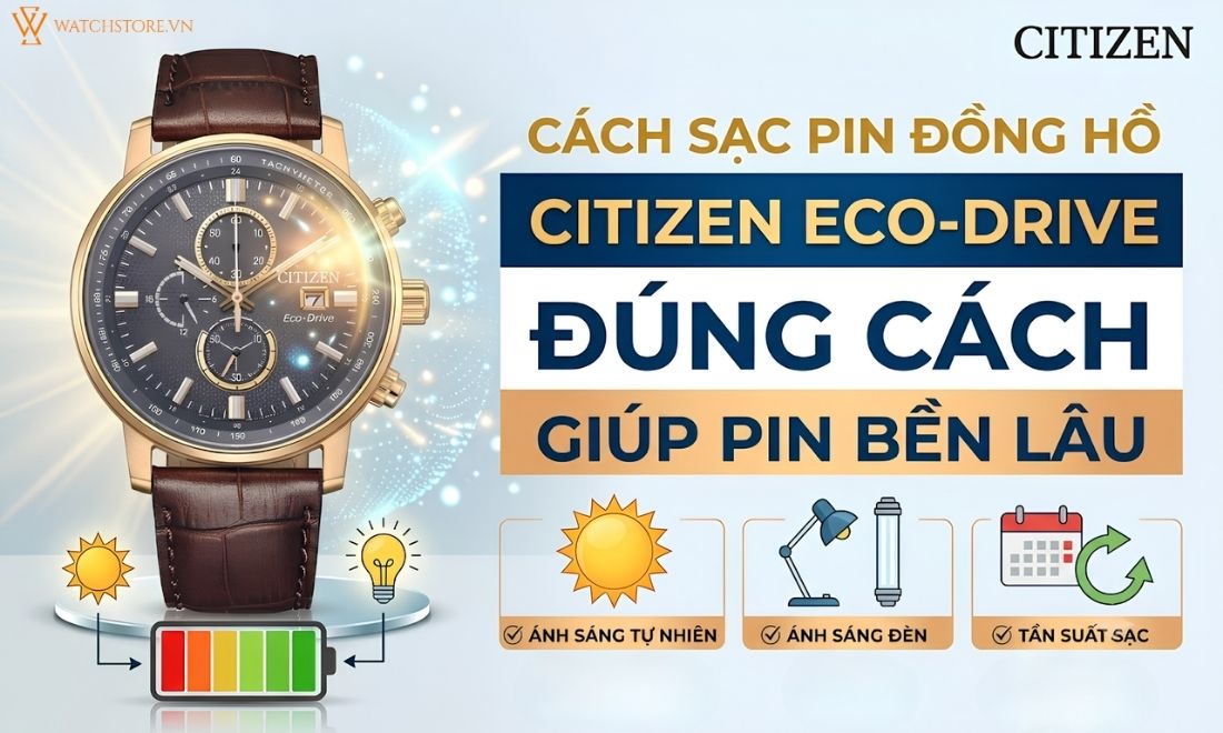 Cách sạc pin đồng hồ Citizen Eco-Drive đúng cách giúp pin bền lâu
