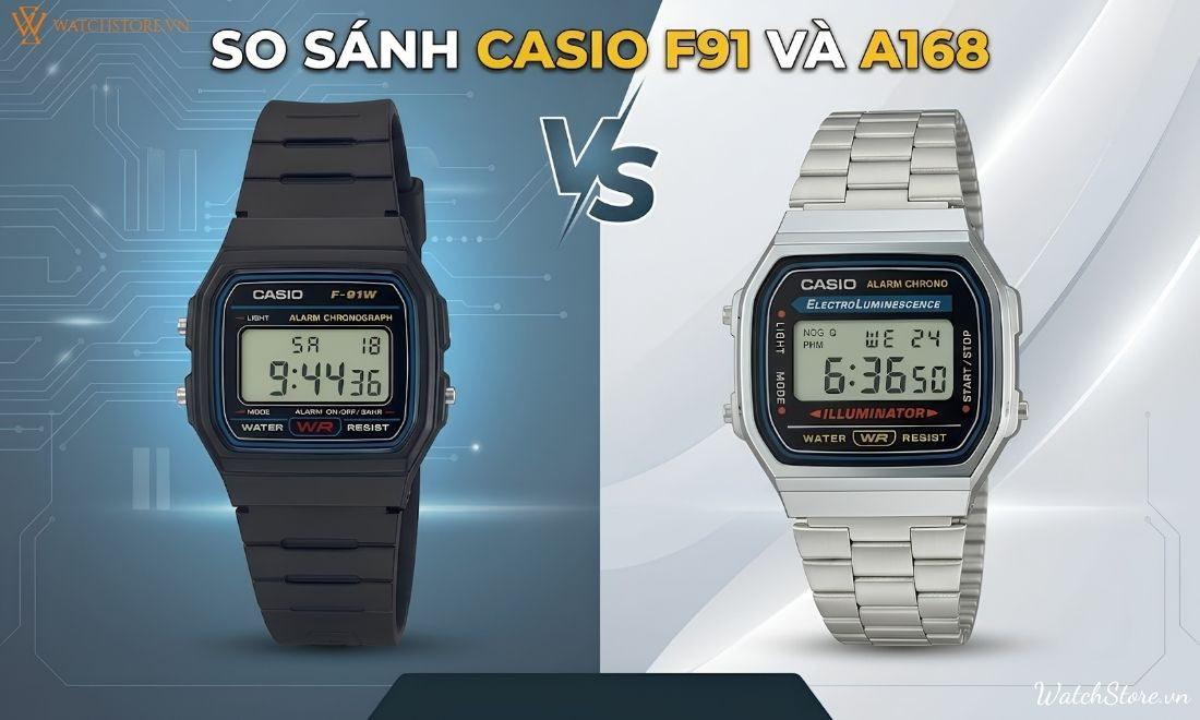 So sánh Casio F91 và A168