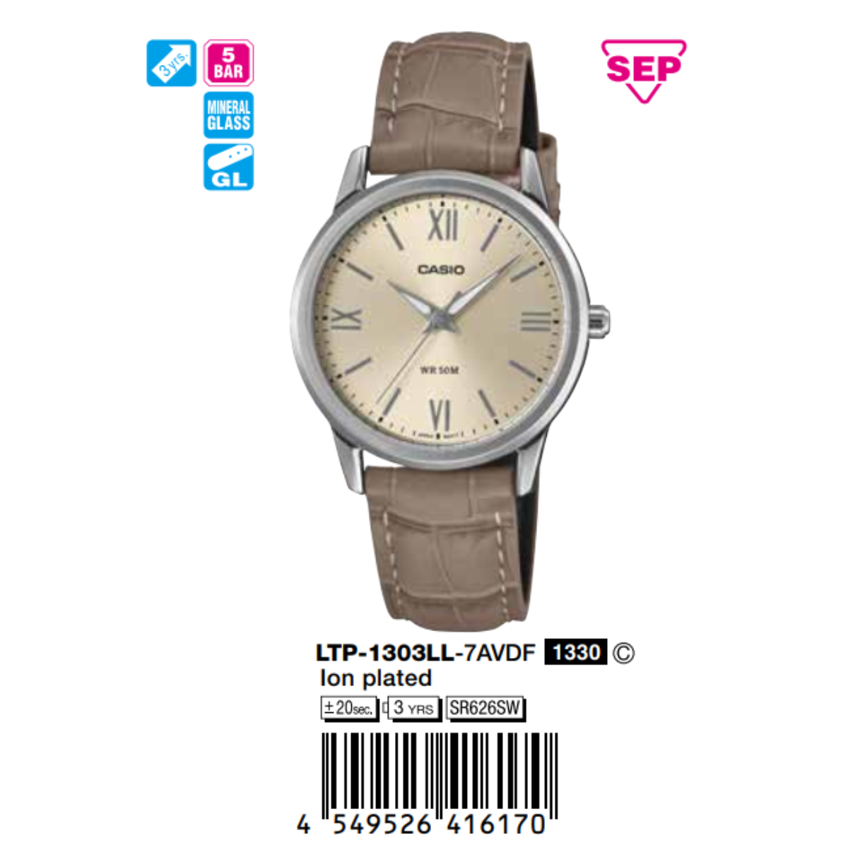 Casio Nữ LTP-1303LL-7AVDF