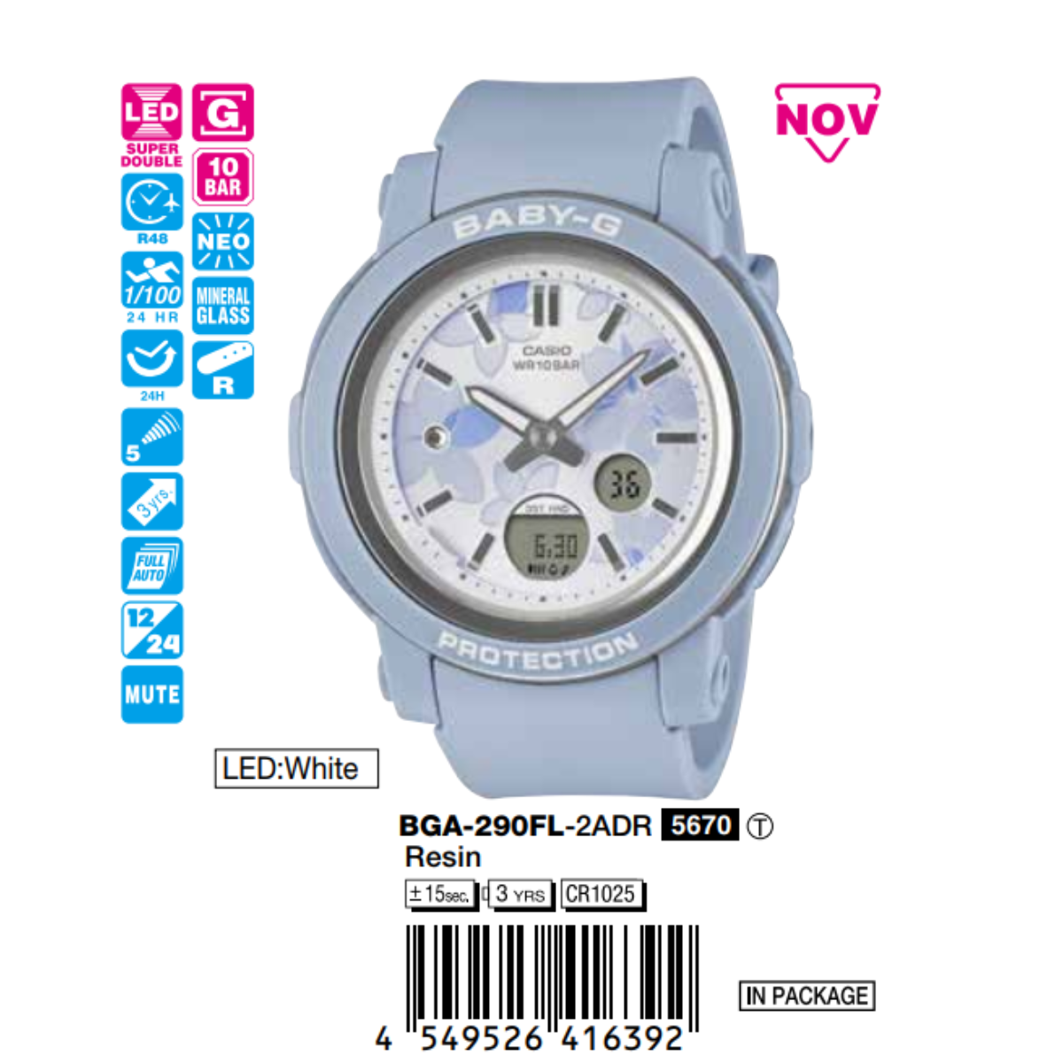 Casio Nữ BGA-290FL-2ADR