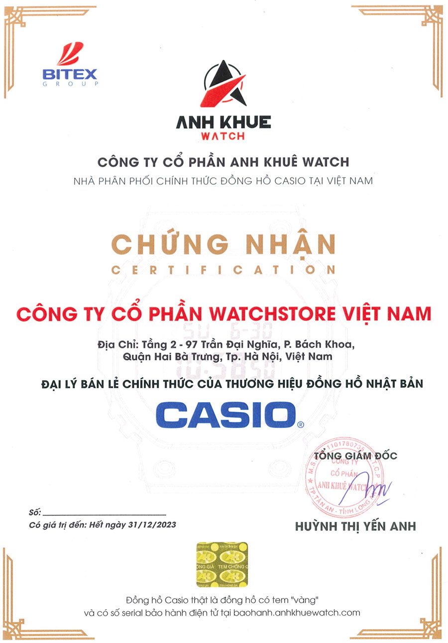 Chứng nhận đồng hồ chính hãng Casio