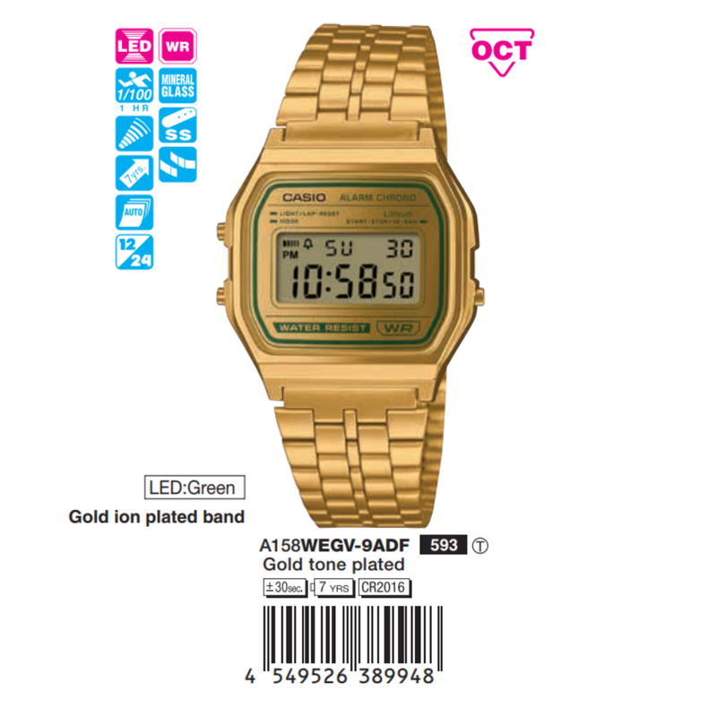 Casio Unisex A158WEGV-9ADF