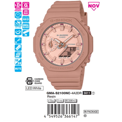 Casio - Unisex GMA-S2100NC-4A2DR Size 43.5mm