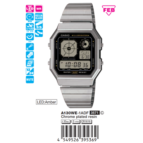 Casio Vintage Unisex A130WE-1ADF