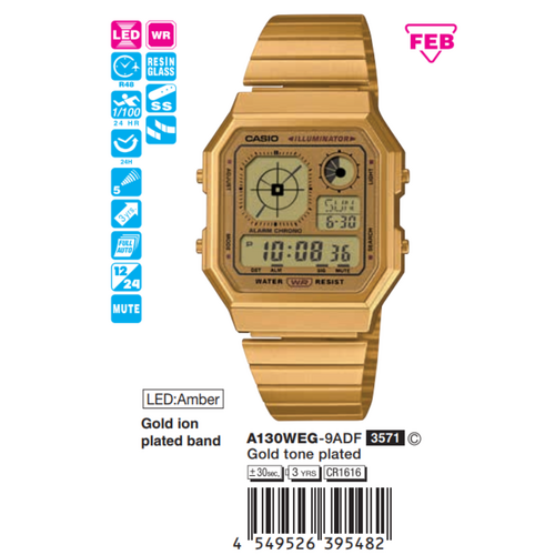 Casio Vintage Unisex A130WEG-9ADF