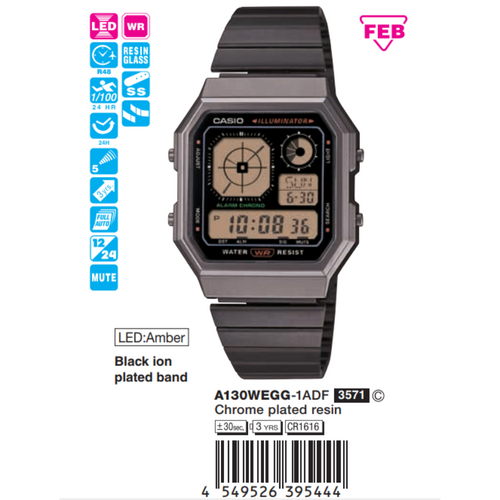 Casio Vintage Unisex A130WEGG-1ADF