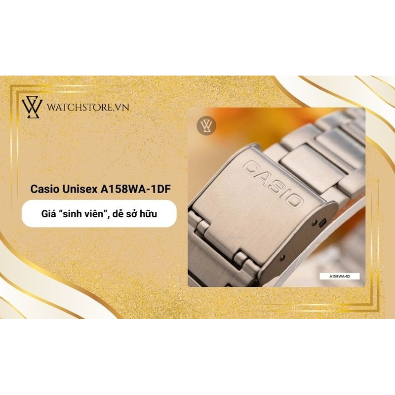 Đồng hồ Casio A158WA-1DF Unisex, Giá Mềm