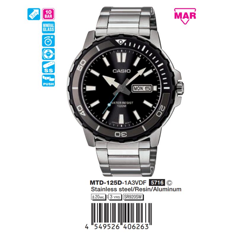 Casio Nam MTD-125D-1A3VDF