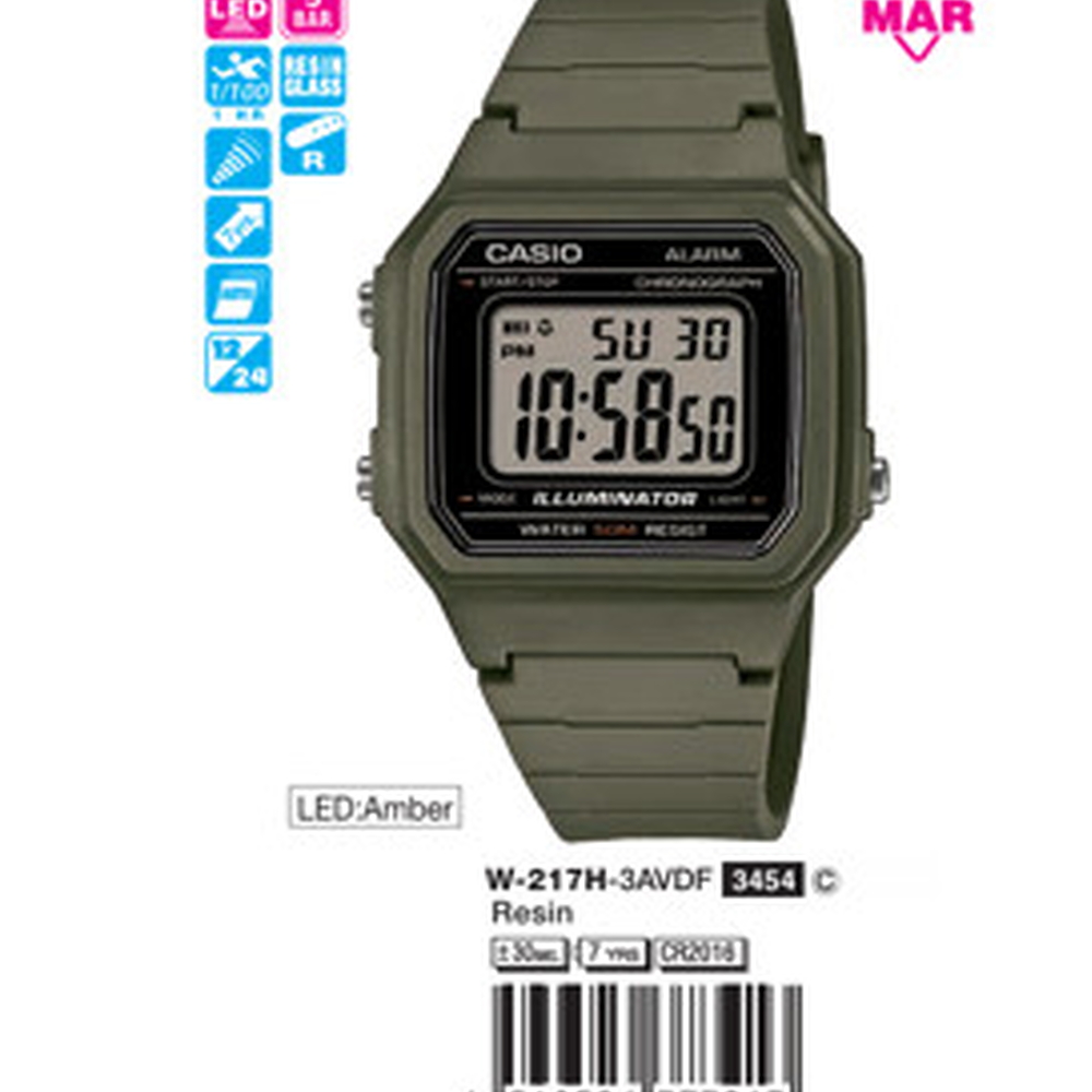 Casio - Nam W-217H-3AVDF Size 43.8mm