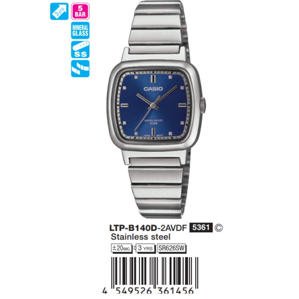 Casio - Nữ LTP-B140D-2AVDF Size 32.5 × 26.5 mm