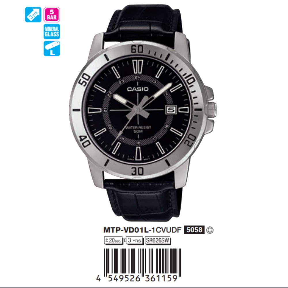 Casio - Nam MTP-VD01L-1CVUDF Size 45mm