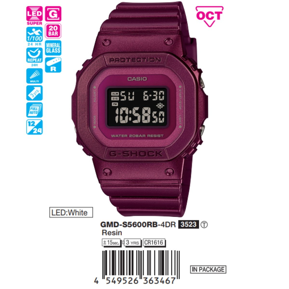 Casio - Nam GMD-S5600RB-4DR Size 45.7 × 40.5 mm