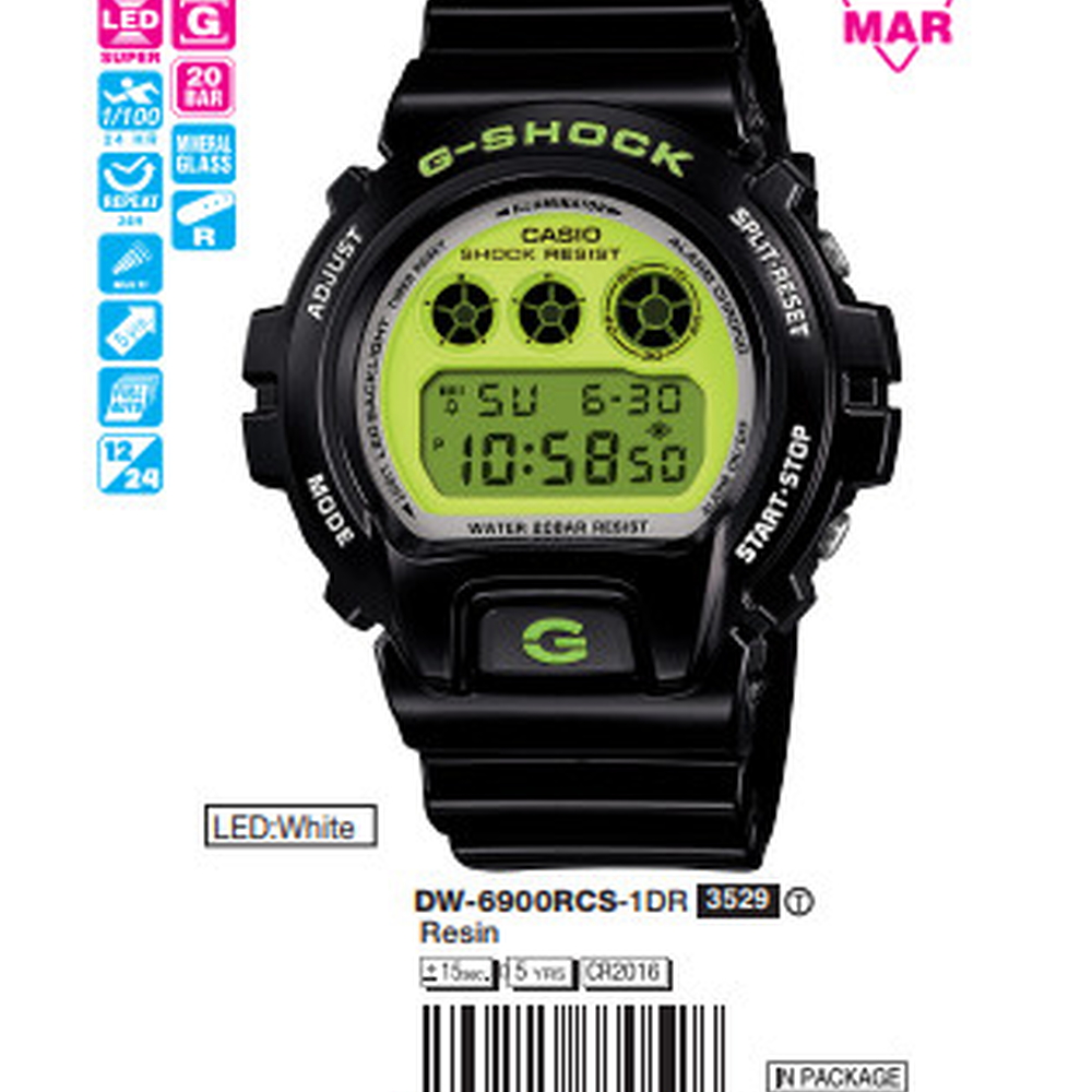 Casio - Nam DW-6900RCS-1DR Size 50mm