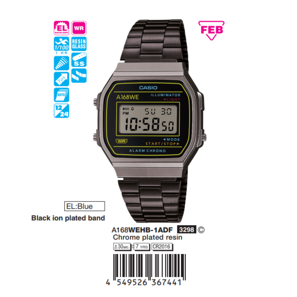 Casio Vintage Unisex A168WEHB-1ADF