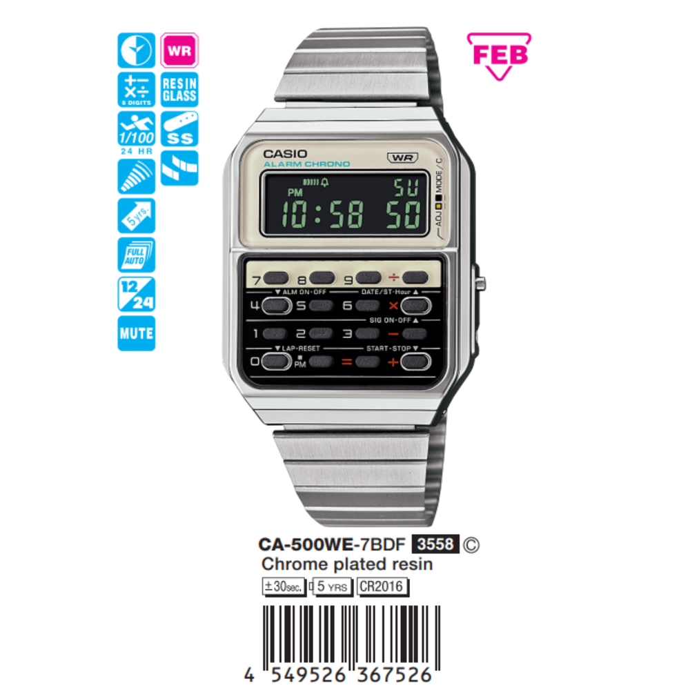 Casio - Unisex CA-500WE-7BDF Size 43.2 × 34.4 mm 