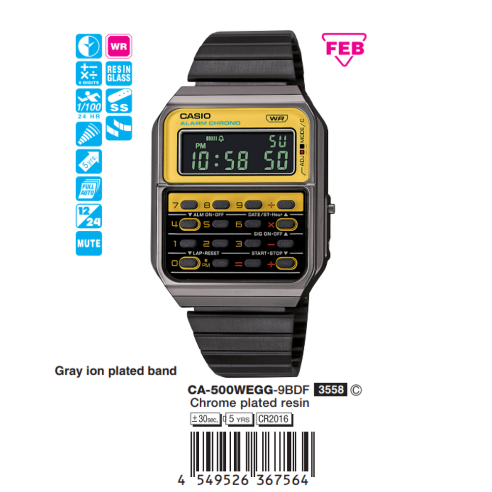Casio Vintage Unisex CA-500WEGG-9BDF