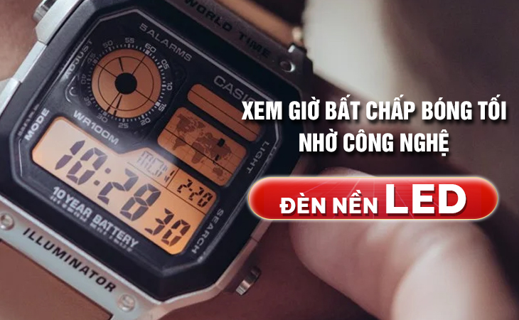 Casio AE-1200WHD-1AVDF đèn nền LED