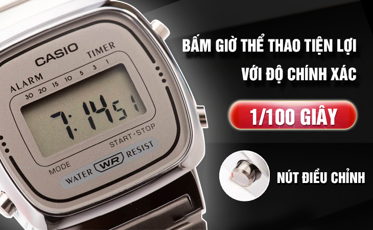 Casio LA670WA-7DF bấm giờ chính xác