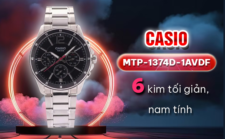 Casio MTP-1374D-1AVDF 6 kim tối giản