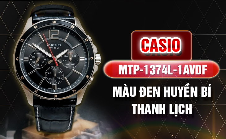 Casio MTP-1374L-1AVDF đen huyền bí