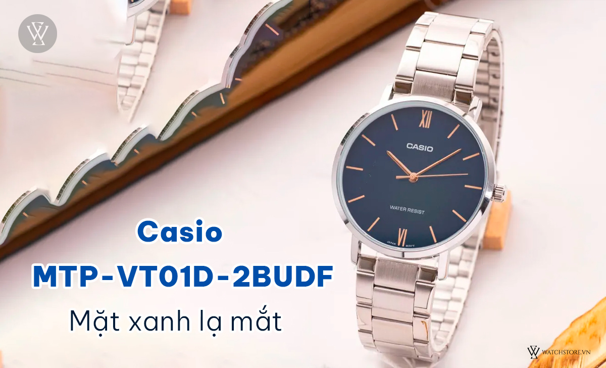 Casio MTP-VT01D-2BUDF mặt xanh lạ mắt