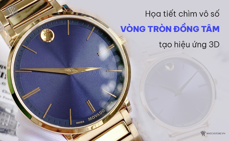 Movado 0607510 họa tiết vòng tròn chìm