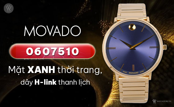 Movado 0607510 mặt xanh dây H-Link