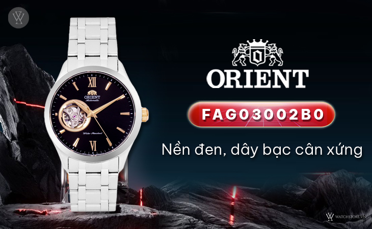 Orient FAG03002B0 nền đen dây bạc