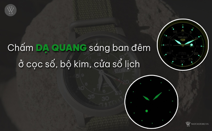 Seiko SNK805K2 chấm dạ quang sáng