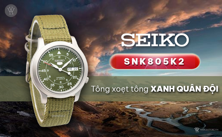 Seiko SNK805K2 tông xanh quân đội