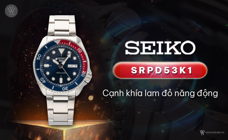 Seiko SRPD53K1 cạnh khía lam đỏ