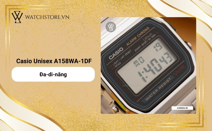 Casio A158WA-1DF tích hợp nhiều tính năng