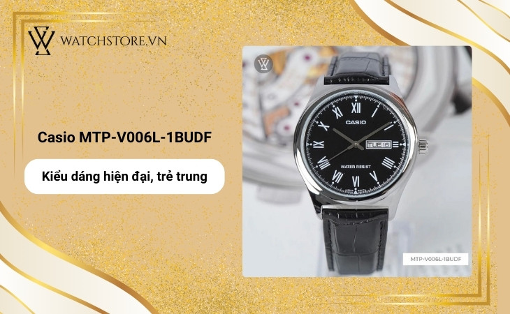Casio MTP-V006L-1BUDF có kiểu dáng dễ đeo, trẻ trung