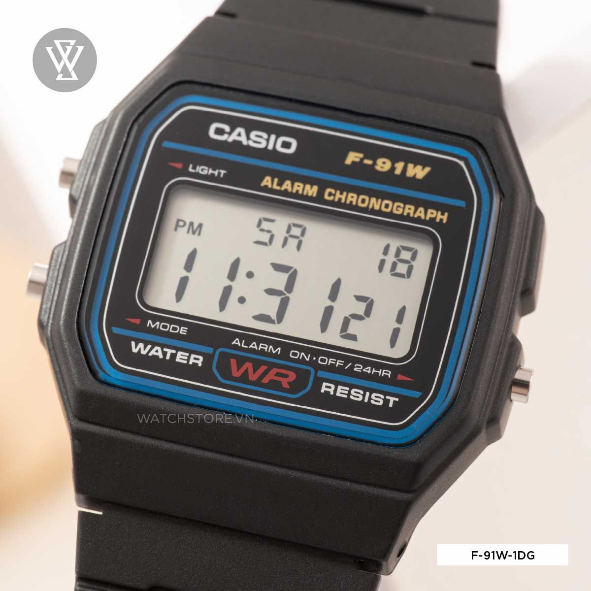 Đồng hồ Nam Casio F-91W-1DG giá tốt, chĩnh hãng, kính nhựa