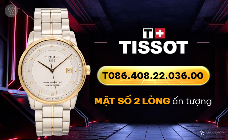 Tissot T086.408.22.036.00 mặt số 2 lòng