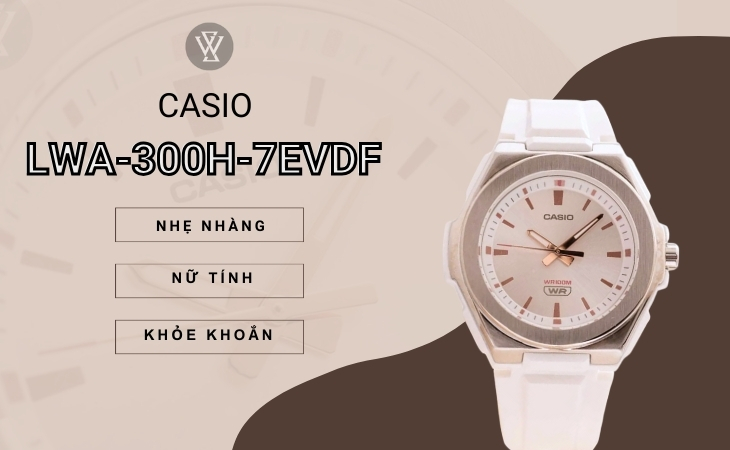 Casio LWA-300H-7EVDF được thiết kế nhẹ nhàng, nữ tính, khỏe khoắn