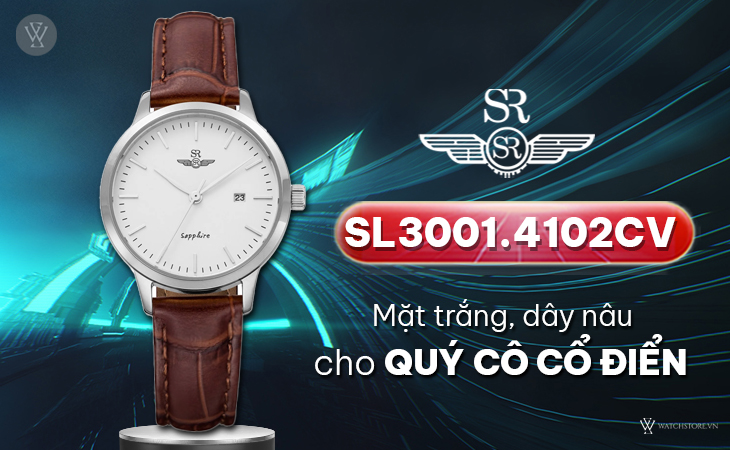 SRWatch SL3001.4102CV mặt trắng dây nâu