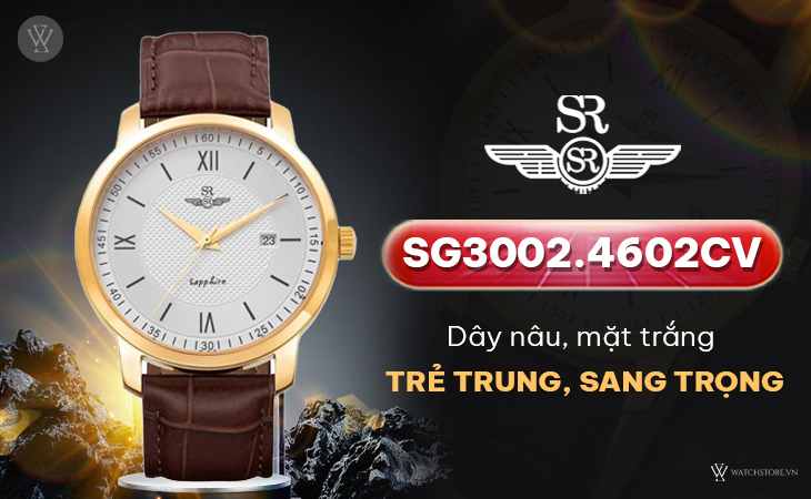 SRWatch SG3002.4602CV dây nâu mặt trắng