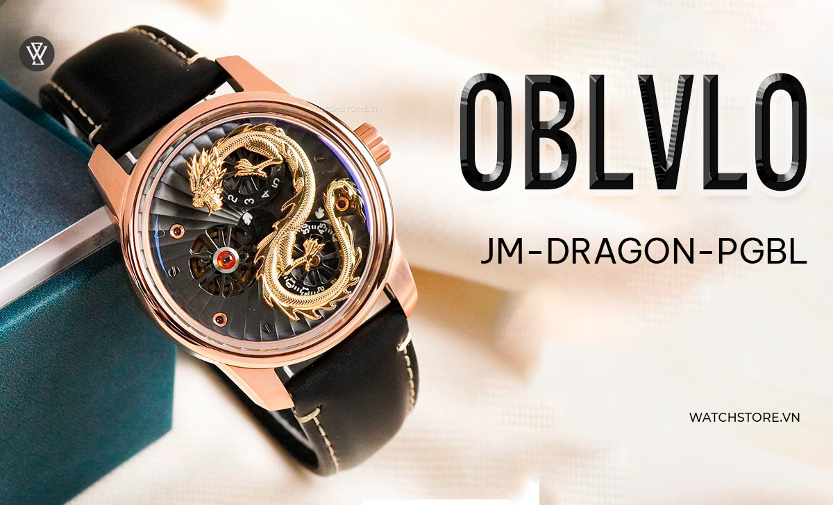 Đồng hồ cơ mặt rồng 6 Oblvlo JM-DRAGON-PGBL