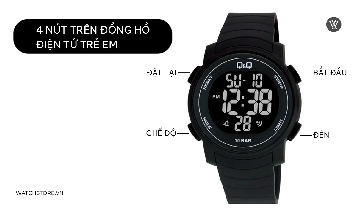 Cách chỉnh giờ, ngày, báo thức đồng hồ điện tử trẻ em 4 nút 8 4 nút trên đồng hồ điện tử trẻ em