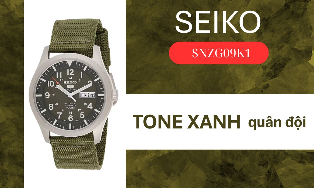 SNZG09K1 sở hữu tone xanh quân đội đầy mạnh mẽ