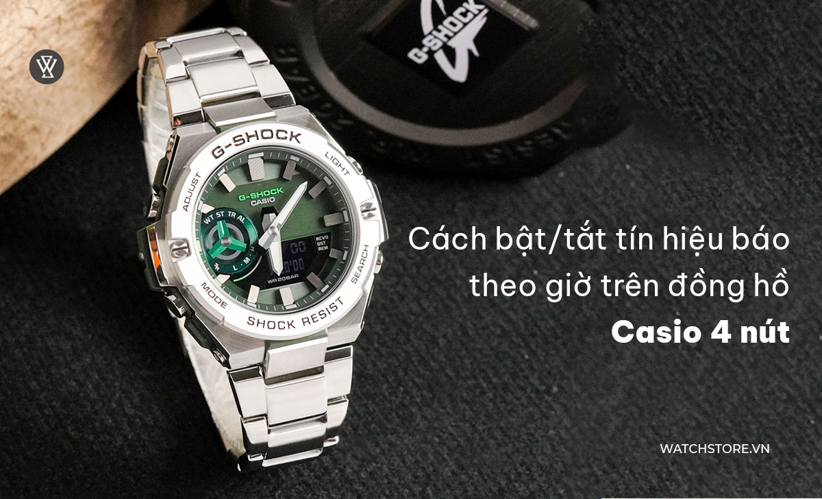 Cách chỉnh ngày, giờ, múi giờ, báo thức đồng hồ Casio 4 nút 7 bật tắt tín hiệu báo giờ 4 nút