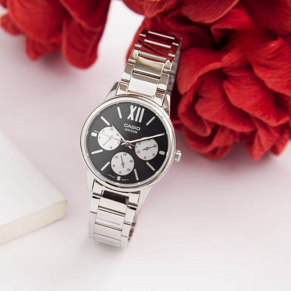 Casio LTP-E312D-1BVDF mặt số đen