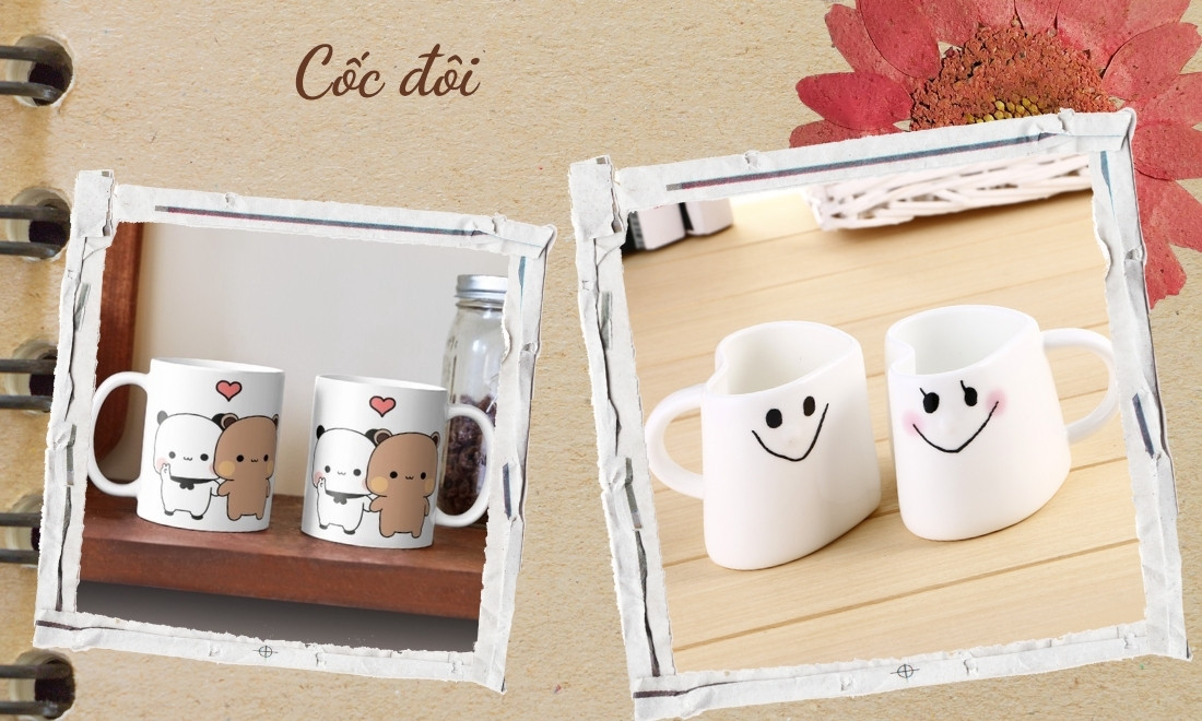 Ly sứ đôi in hình kỷ niệm dành riêng cho các cặp vợ chồng