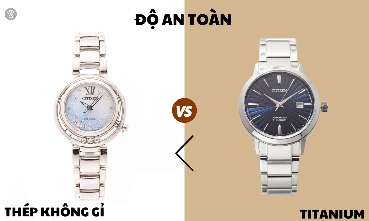 So sánh đồng hồ titanium và đồng hồ thép không gỉ 17 Độ an toàn của tatinium lớn hơn thép không gỉ