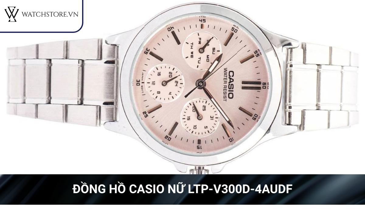 Bật mí 05 mẫu đồng hồ nữ cá tính “đốn tim” phái đẹp 3 Đồng hồ nữ LTP-V300D-4AUDF sở hữu mặt số hồng pastel