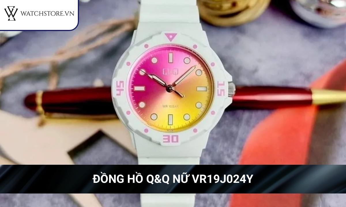 07 mẫu đồng hồ nữ học sinh cấp 2 chất lượng, hợp phong cách 4  Đồng hồ Q&Q nữ VR19J024Y