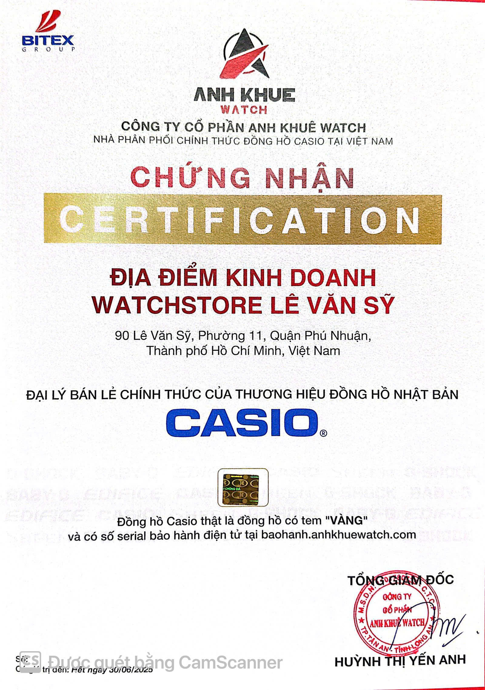 WatchStore - 90 Lê Văn Sỹ, Phú Nhuận, Hồ Chí Minh 1 giay chung nhan cua hang watchstore 90 le van sy tphcm